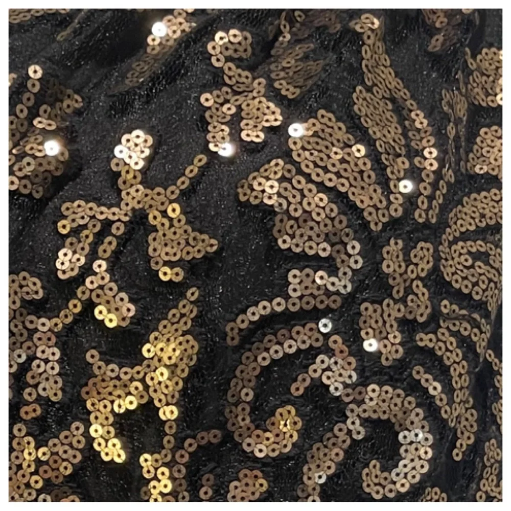 Tadashi Shoji One-Shoulder Dress in Black and Gold - Picture 5 of 8